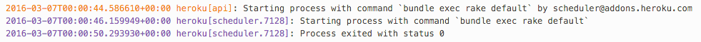 Heroku Scheduler UI showing the task