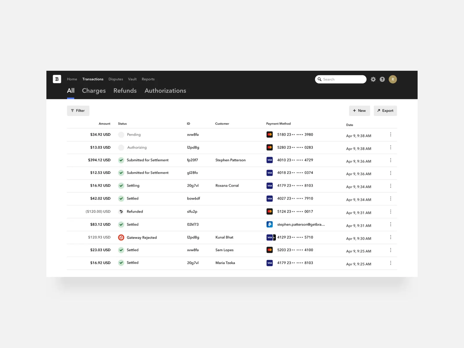Updated Braintree control panel design system and UI